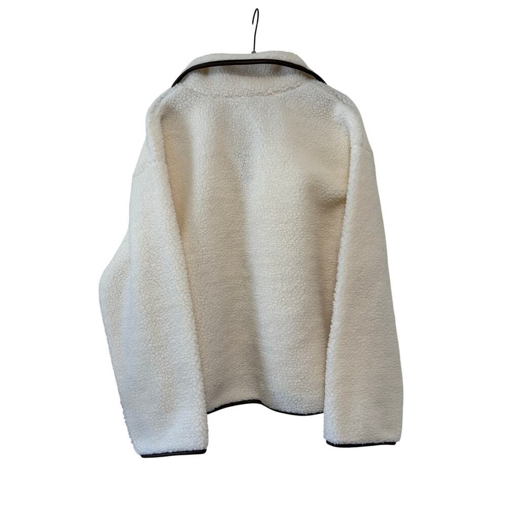 H&M Divided Teddy Fleece Pullover Medium Ivory Sherpa 1/4 Zip Cozy Jacket - Picture 7 of 9
